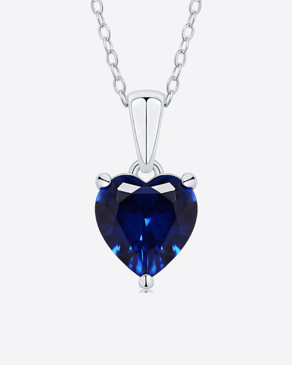 Damen Halskette Silber 925 Anhänger Herz Kristall blau 'Joline', filigrane Silberkette Herzanhänger dünne Kette kleiner Stein Anhänger Herzkette klein