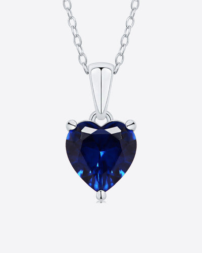 Damen Halskette Silber 925 Anhänger Herz Kristall blau 'Joline', filigrane Silberkette Herzanhänger dünne Kette kleiner Stein Anhänger Herzkette klein