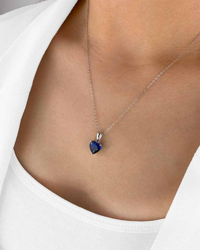 Damen Halskette Silber 925 Anhänger Herz Kristall blau 'Joline', filigrane Silberkette Herzanhänger dünne Kette kleiner Stein Anhänger Herzkette klein