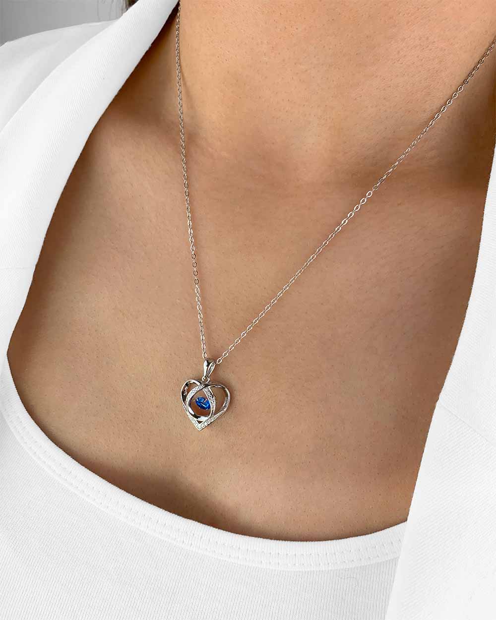 Damen Halskette Silber 925 Herz Anhänger Kristall blau Wackelstein 'Milea', filigrane Silberkette Herzanhänger blauer Stein dünne Kette blau Herzkette