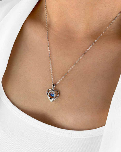 Damen Halskette Silber 925 Herz Anhänger Kristall blau Wackelstein 'Milea', filigrane Silberkette Herzanhänger blauer Stein dünne Kette blau Herzkette