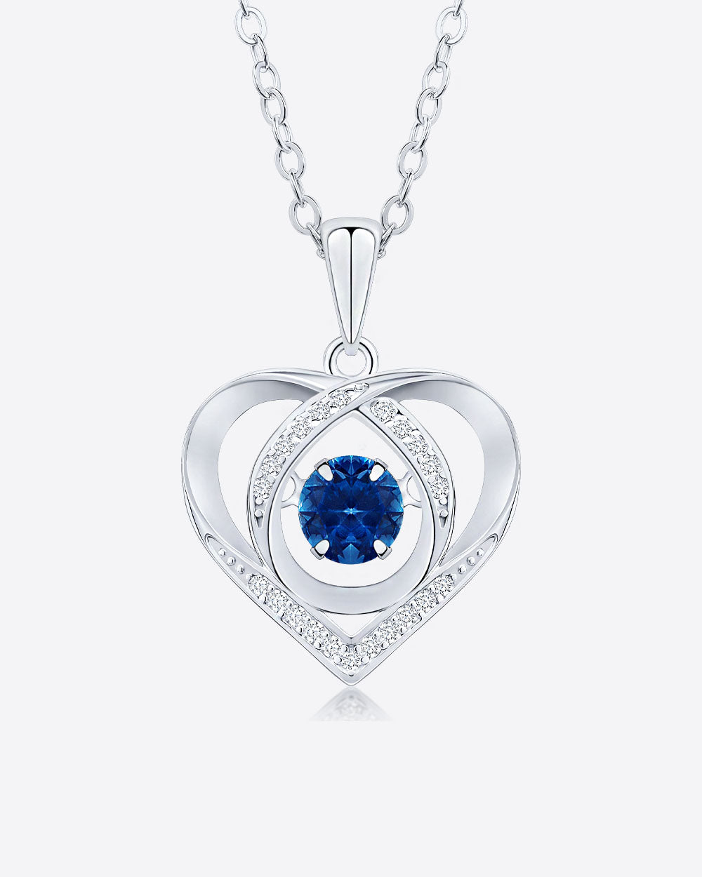 Damen Halskette Silber 925 Herz Anhänger Kristall blau Wackelstein 'Milea', filigrane Silberkette Herzanhänger blauer Stein dünne Kette blau Herzkette
