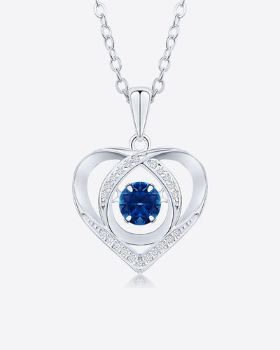 Damen Halskette Silber 925 Herz Anhänger Kristall blau Wackelstein 'Milea', filigrane Silberkette Herzanhänger blauer Stein dünne Kette blau Herzkette