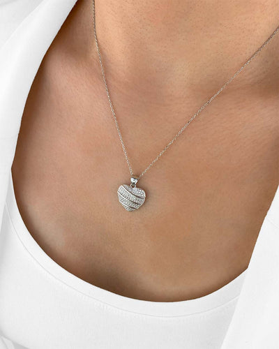 Damen Halskette Silber 925 Anhänger Herz Kristall 'Allison', Silberkette filigran Herzanhänger klein Zirkonia Herzkette Sterlingsilber DANIEL CLIFFORD