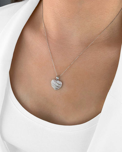 Damen Halskette Silber 925 Anhänger Herz Kristall 'Allison', Silberkette filigran Herzanhänger klein Zirkonia Herzkette Sterlingsilber DANIEL CLIFFORD