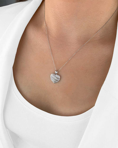 Damen Halskette Silber 925 Anhänger Herz Kristall 'Allison', Silberkette filigran Herzanhänger klein Zirkonia Herzkette Sterlingsilber DANIEL CLIFFORD