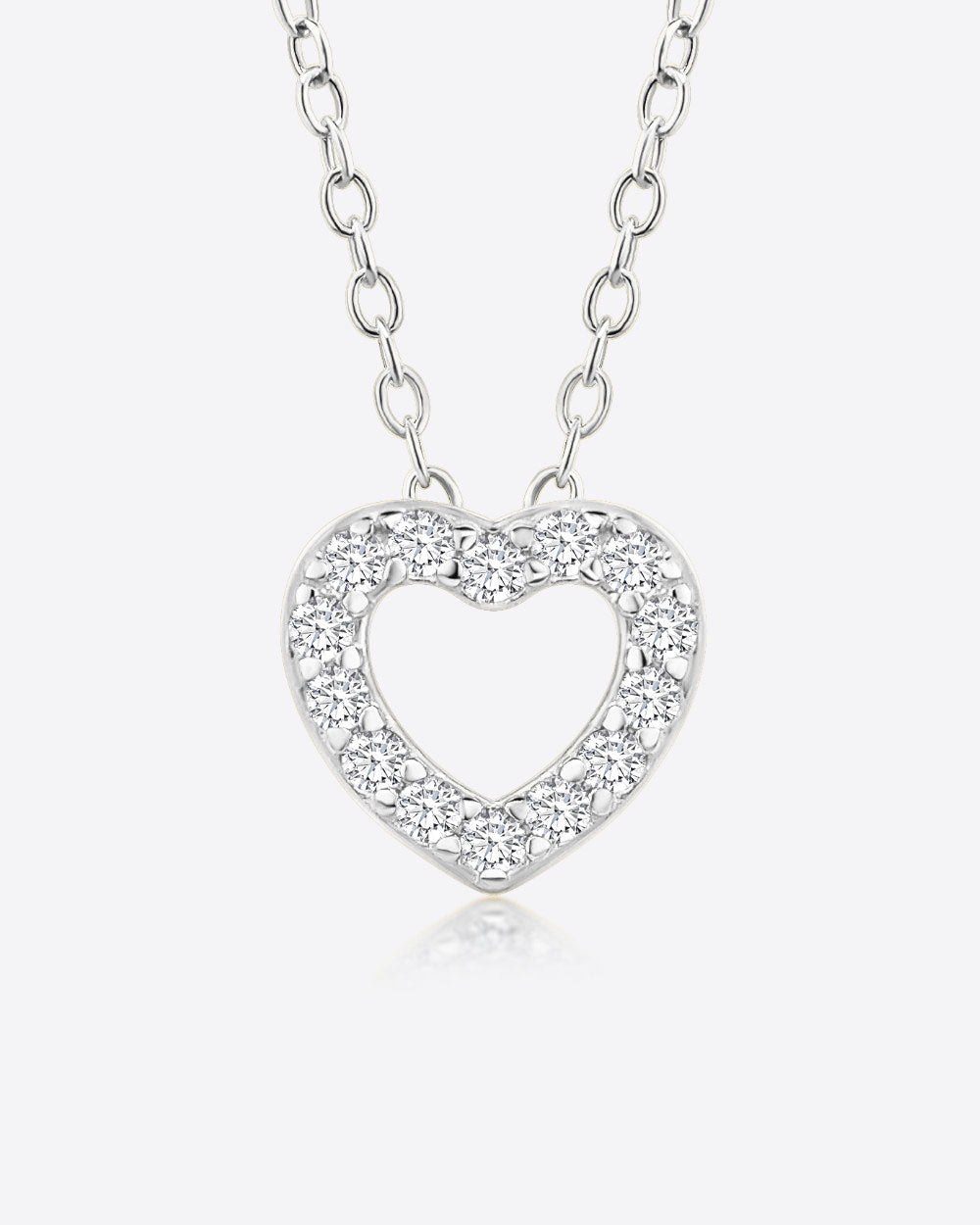 Damen Halskette Silber 925 Anhänger Herz Kristalle 'Cordelia', filigrane Silberkette Herzanhänger klein dünne Kette silberne Herzkette