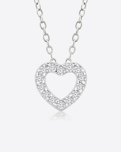 Damen Halskette Silber 925 Anhänger Herz Kristalle 'Cordelia', filigrane Silberkette Herzanhänger klein dünne Kette silberne Herzkette