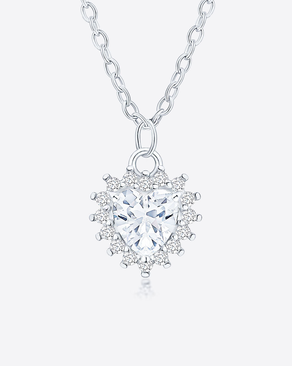 Damen Halskette Silber 925 Herz Anhänger Kristall weiß 'Eliana', Silberkette Herzanhänger Kette kleiner Kristallanhänger Herzkette