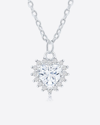 Damen Halskette Silber 925 Herz Anhänger Kristall weiß 'Eliana', Silberkette Herzanhänger Kette kleiner Kristallanhänger Herzkette