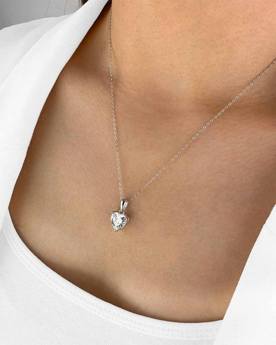 Damen Halskette Silber 925 Anhänger Herz Kristall blau 'Joline', filigrane Silberkette Herzanhänger dünne Kette kleiner Stein Anhänger Herzkette klein