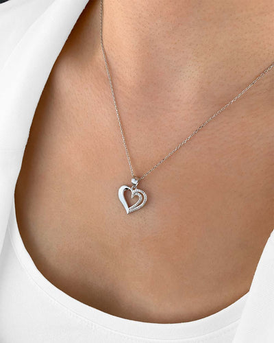 Damen Halskette Silber 925 Herz Anhänger Steinchen 'Vanessa', filigrane Herzkette Kristall Silberkette Herzanhänger Kette rhodiniert DANIEL CLIFFORD