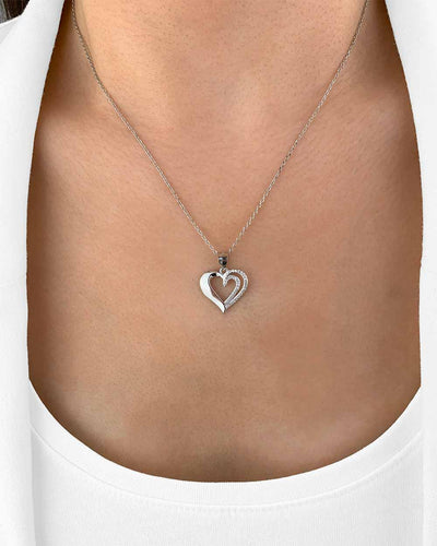 Damen Halskette Silber 925 Herz Anhänger Steinchen 'Vanessa', filigrane Herzkette Kristall Silberkette Herzanhänger Kette rhodiniert DANIEL CLIFFORD