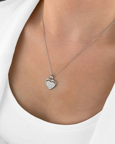 Damen Halskette Silber 925 Anhänger Herz Kristall 'Jasina', filigrane Silberkette Herzanhänger klein Zirkonia Herzkette Sterlingsilber DANIEL CLIFFORD