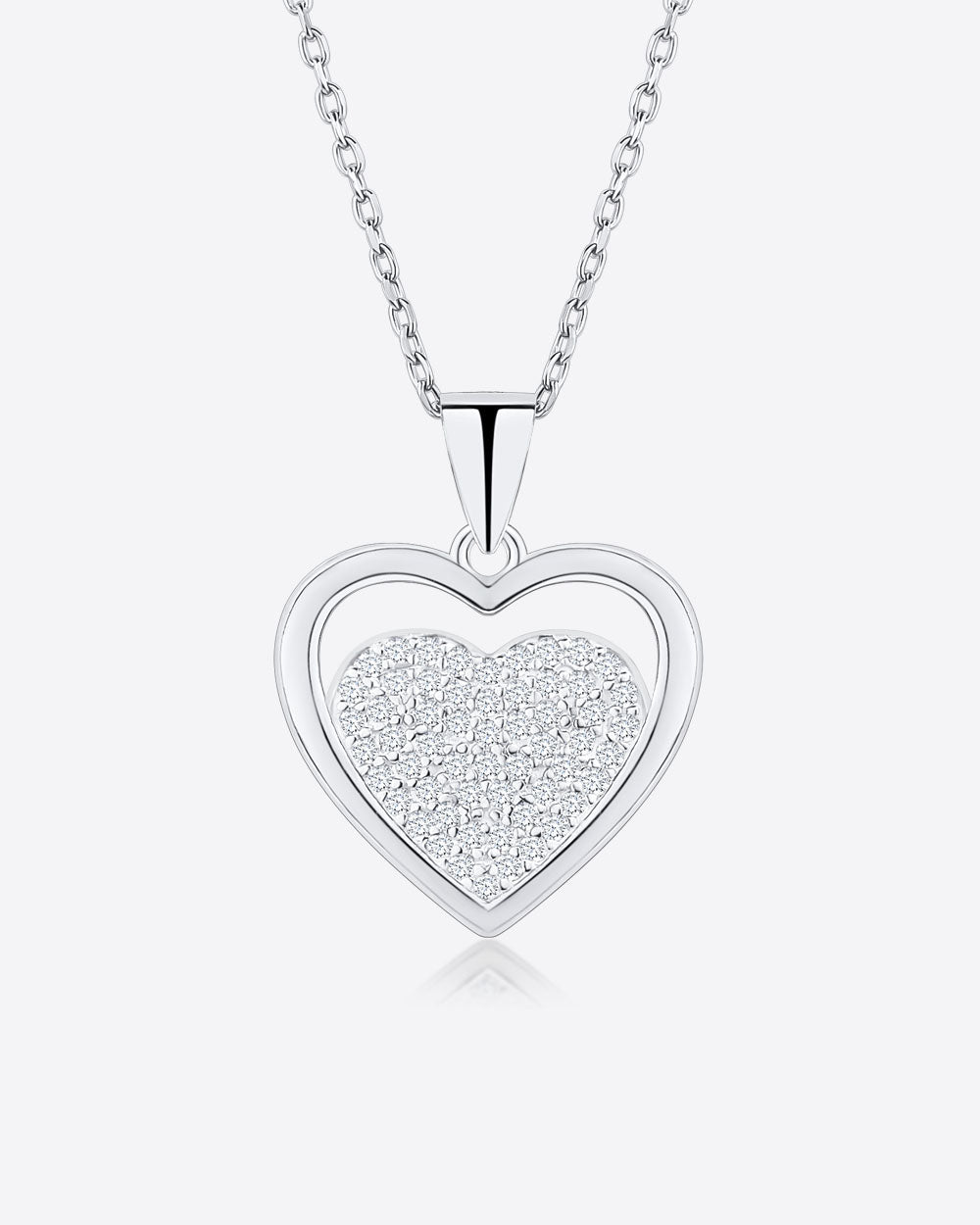 Damen Halskette Silber 925 Anhänger Herz Kristall 'Jasina', filigrane Silberkette Herzanhänger klein Zirkonia Herzkette Sterlingsilber DANIEL CLIFFORD