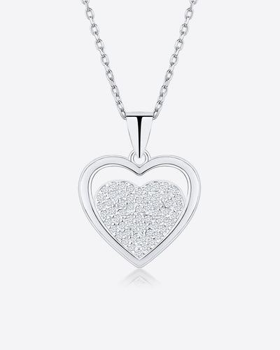 Damen Halskette Silber 925 Anhänger Herz Kristall 'Jasina', filigrane Silberkette Herzanhänger klein Zirkonia Herzkette Sterlingsilber DANIEL CLIFFORD