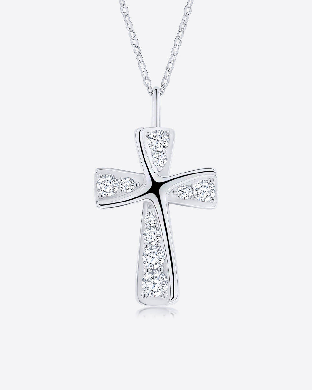Damen Halskette Silber 925 Kristall Anhänger Kreuz 'Irene', filigrane Silberkette & Kreuzanhänger, dünne Kreuzkette kleines Kreuz Kette echt Silber
