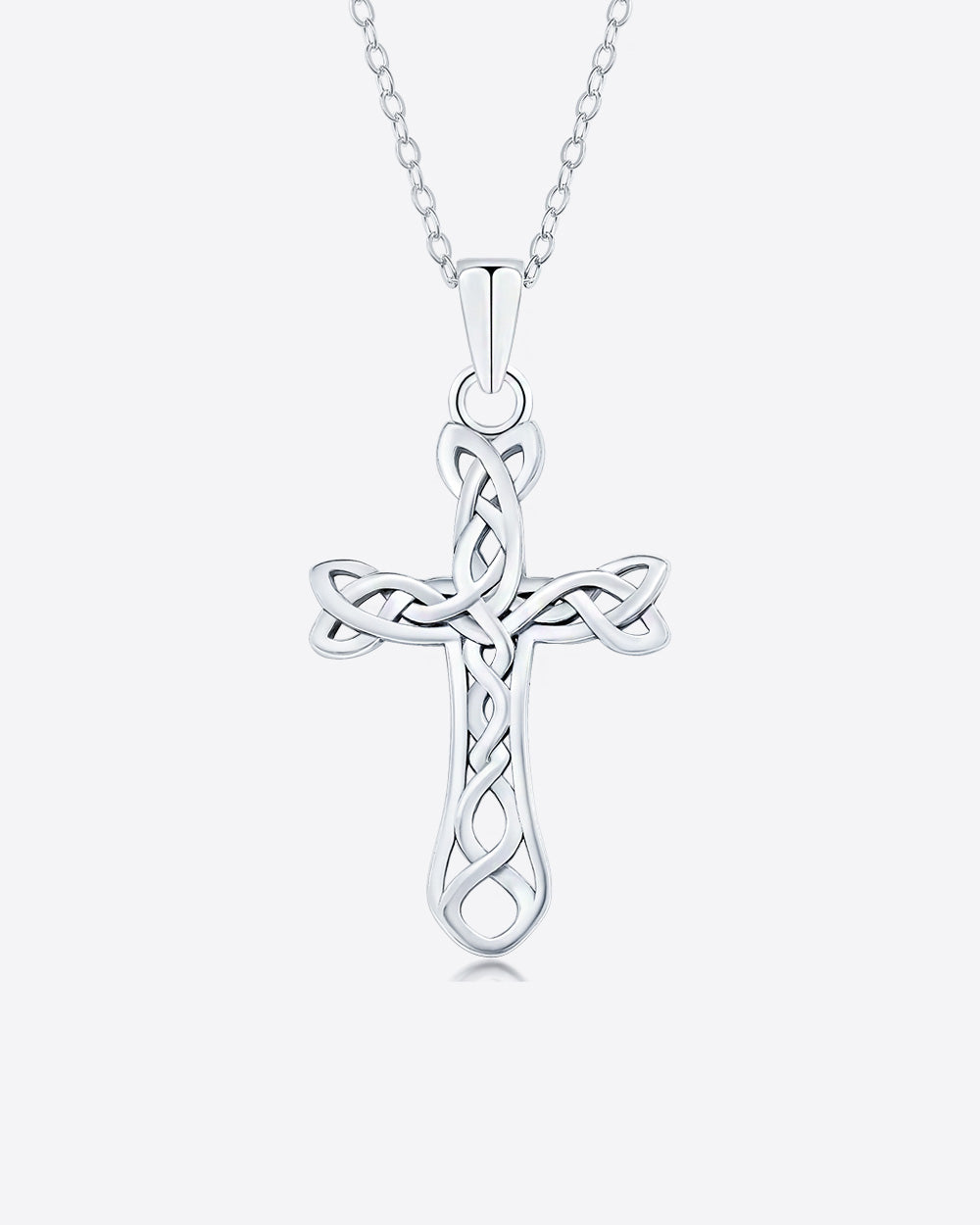 Damen Halskette Silber 925 Anhänger Kreuz 'Faith', filigrane Silberkette & Kreuzanhänger, dünne Kreuzkette keltischer Knoten Kreuz Kette echt Silber