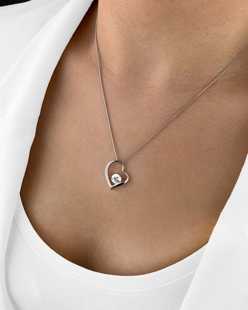 Herzkette Damen Silber 925 'Helen' - filigrane Halskette 45cm Herz Anhänger 