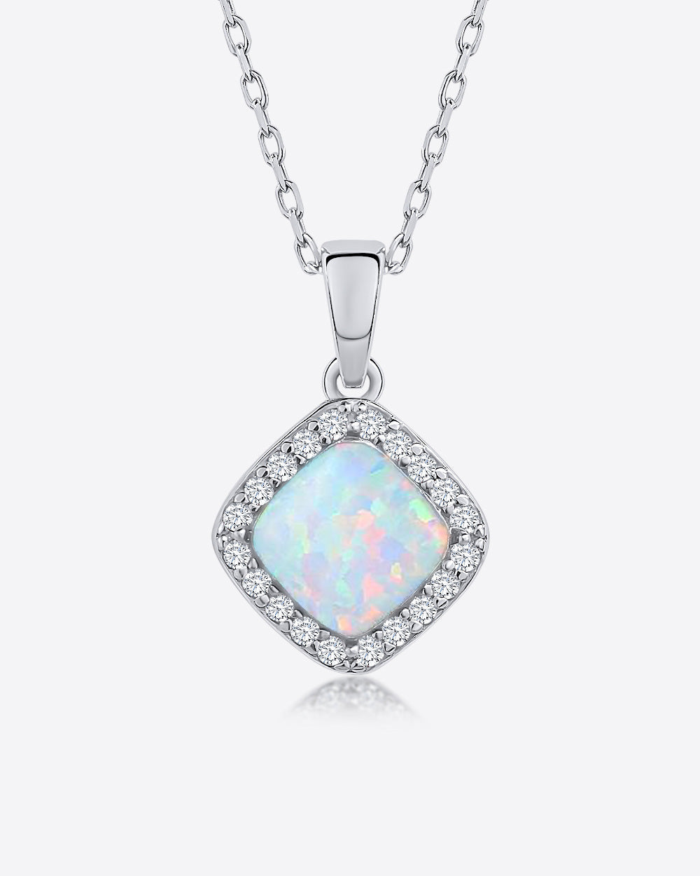 Damen Halskette Silber 925 Anhänger Kristall mondstein 'Alexis', filigrane Silberkette kleiner Stein Quadrat dünne Kette Kristallanhänger DANIEL CLIFFORD