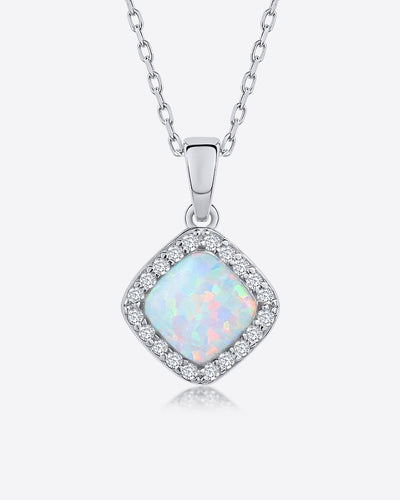 Damen Halskette Silber 925 Anhänger Kristall mondstein 'Alexis', filigrane Silberkette kleiner Stein Quadrat dünne Kette Kristallanhänger DANIEL CLIFFORD