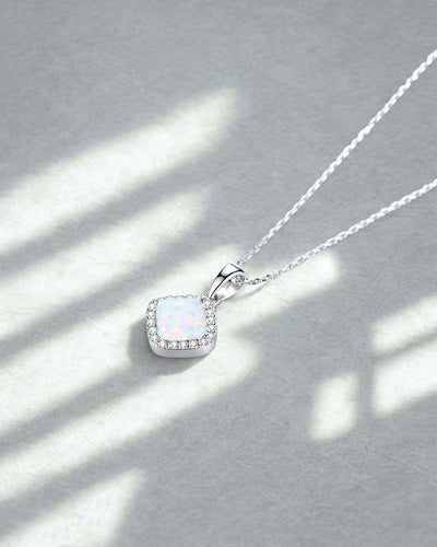 Damen Halskette Silber 925 Anhänger Kristall mondstein 'Alexis', filigrane Silberkette kleiner Stein Quadrat dünne Kette Kristallanhänger DANIEL CLIFFORD