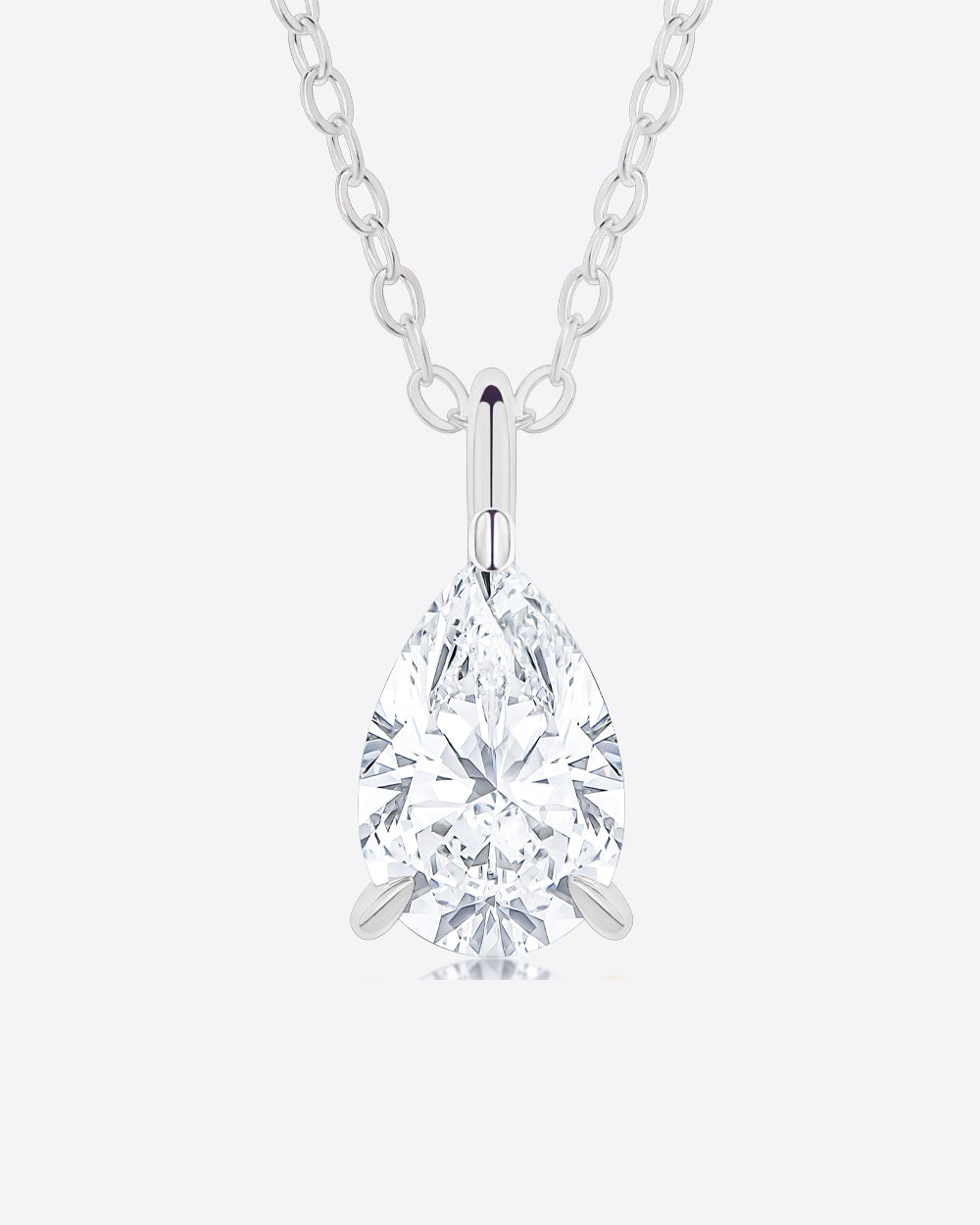 Damen Halskette Silber 925 Solitär Anhänger Kristall Tropfen 'Aurelia', filigrane Silberkette Kristallanhänger dünne Kette kleiner Stein tropfenförmig