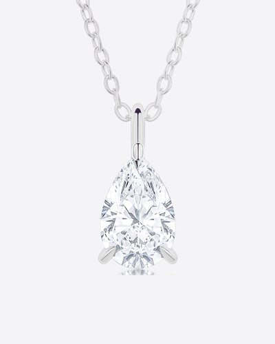 Damen Halskette Silber 925 Solitär Anhänger Kristall Tropfen 'Aurelia', filigrane Silberkette Kristallanhänger dünne Kette kleiner Stein tropfenförmig