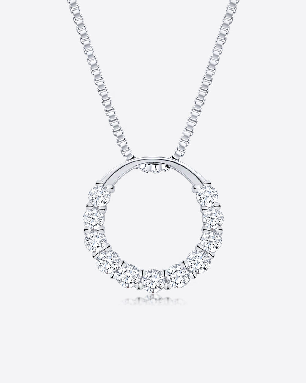 Daniel Clifford Damen Halskette Silber 925 Anhänger Kreis Kranz Rund Kristall Pendant Silberkette 45cm Dana Schmuck Geschenk Frau Freundin Mutter Schwester
