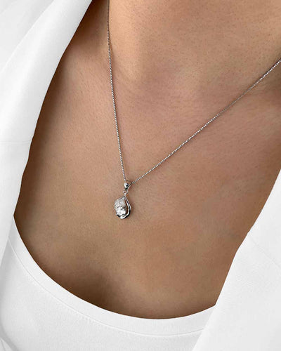 Daniel Clifford Damen Halskette Silber 925 Anhänger Zirkonia Kristall Tropfen Kette 45 cm Geschenk Frau Freundin Mutter Schwester