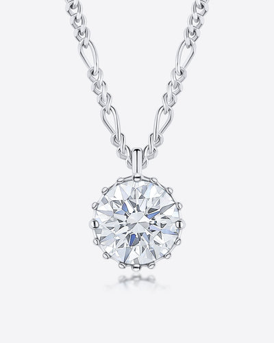 Damen Halskette Silber 925 Anhänger Kristall weiss 'Elora', filigrane Silberkette Kristallanhänger klein, Figaro Kette Stein hellblau, DANIEL CLIFFORD
