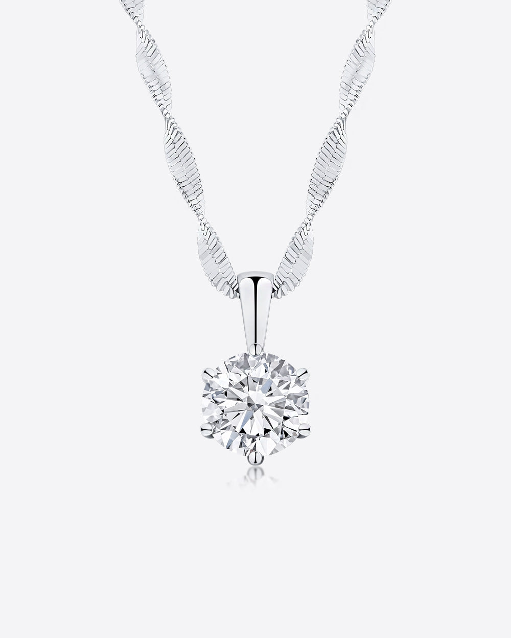 Damen Halskette Silber 925 Anhänger Kristall weiß 'Mirielle', filigrane Silberkette Kristallanhänger gedrehte Kette kleiner Stein Frauen Kristallkette