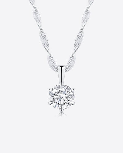 Damen Halskette Silber 925 Anhänger Kristall weiß 'Mirielle', filigrane Silberkette Kristallanhänger gedrehte Kette kleiner Stein Frauen Kristallkette