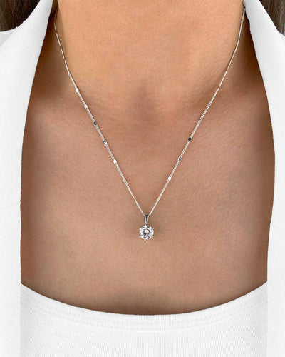 Damen Halskette Silber 925 Anhänger Kristall weiß 'Marianne', filigrane Silberkette Kristallanhänger dünne Kette kleiner Stein Frauen Kristallkette