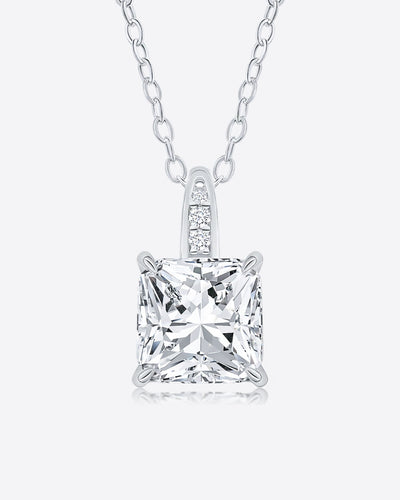 Damen Halskette Silber 925 Anhänger Kristall quadratisch 'Davina', filigrane Silberkette echt & Kristallanhänger Princess, dünne Kette Zirkonia Stein 