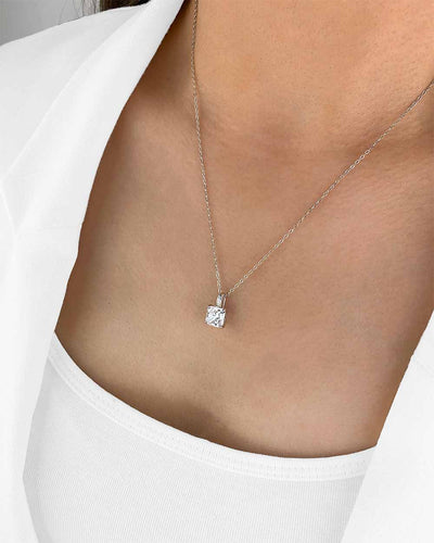 Damen Halskette Silber 925 Anhänger Kristall quadratisch 'Davina', filigrane Silberkette echt & Kristallanhänger Princess, dünne Kette Zirkonia Stein 