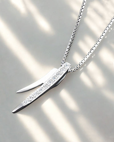 Daniel Clifford Halskette Silber 925 Anhänger Tiger Zahn zackig eckig Zacken Kristall Pendant Collier Silberkette Lexie Schmuck Geschenk Frau Freundin Mutter Schwester