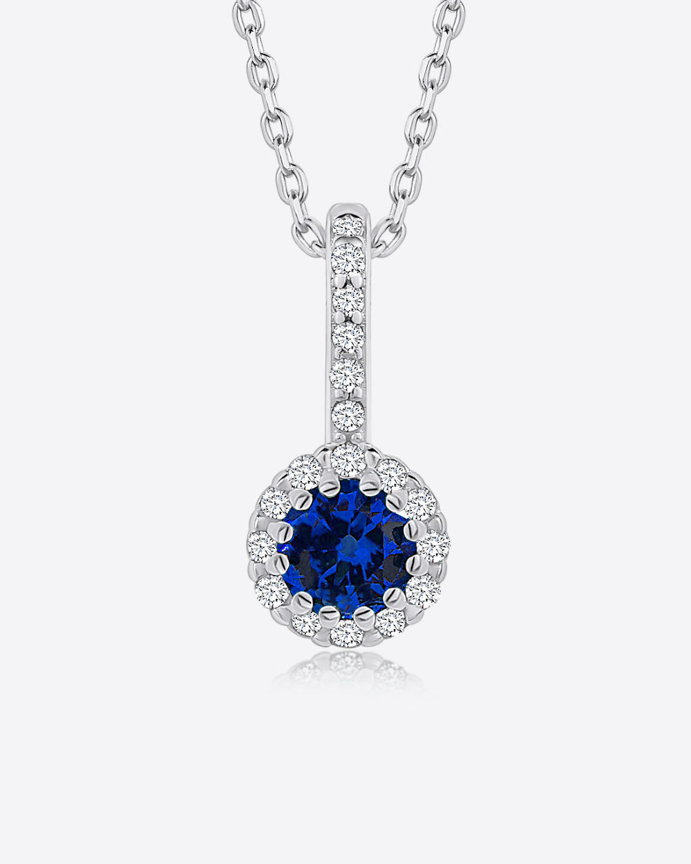 Damen Halskette Silber 925 Anhänger Kristall blau königsblau 'Danielle', 45cm filigrane Silberkette Kristallanhänger kleiner Stein dünne Kette DANIEL CLIFFORD