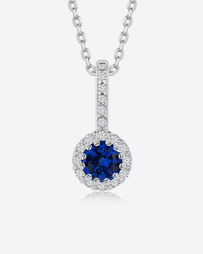 Damen Halskette Silber 925 Anhänger Kristall blau königsblau 'Danielle', 45cm filigrane Silberkette Kristallanhänger kleiner Stein dünne Kette DANIEL CLIFFORD