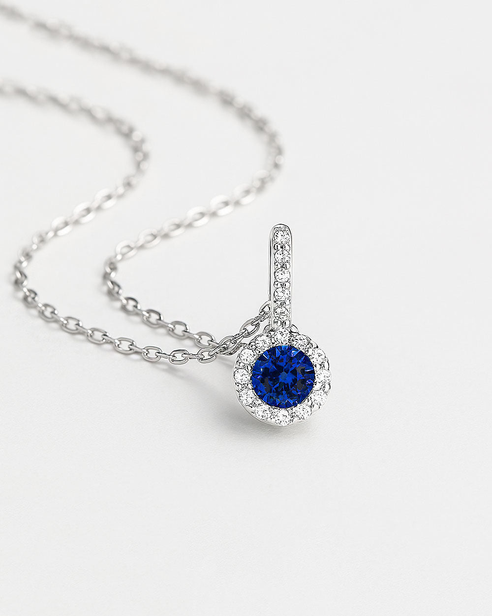 Damen Halskette Silber 925 Anhänger Kristall blau königsblau 'Danielle', 45cm filigrane Silberkette Kristallanhänger kleiner Stein dünne Kette DANIEL CLIFFORD