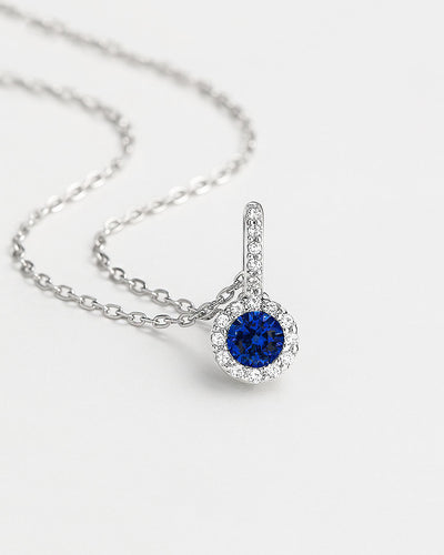 Damen Halskette Silber 925 Anhänger Kristall blau königsblau 'Danielle', 45cm filigrane Silberkette Kristallanhänger kleiner Stein dünne Kette DANIEL CLIFFORD
