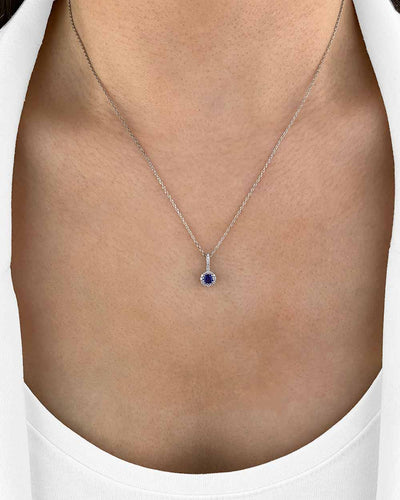 Damen Halskette Silber 925 Anhänger Kristall blau königsblau 'Danielle', 45cm filigrane Silberkette Kristallanhänger kleiner Stein dünne Kette DANIEL CLIFFORD