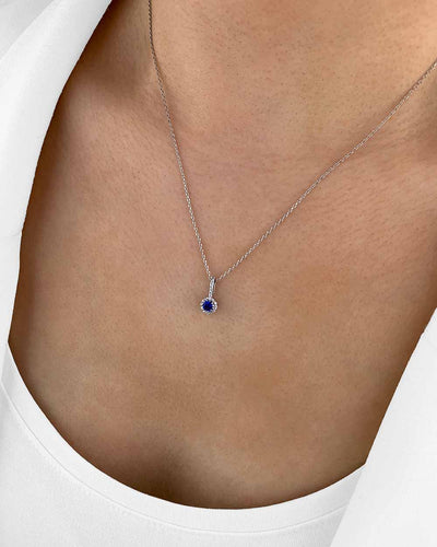Damen Halskette Silber 925 Anhänger Kristall blau königsblau 'Danielle', 45cm filigrane Silberkette Kristallanhänger kleiner Stein dünne Kette DANIEL CLIFFORD