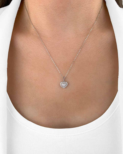 Damen Halskette Silber 925 Anhänger Herz Kristalle 'Anastasia', filigrane Herzkette, echte Silberkette + kleiner Herzanhänger, dünne Kette mit Steinen 