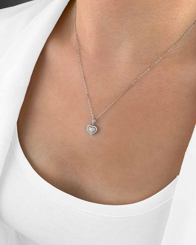Damen Halskette Silber 925 Anhänger Herz Kristalle 'Anastasia', filigrane Herzkette, echte Silberkette + kleiner Herzanhänger, dünne Kette mit Steinen 