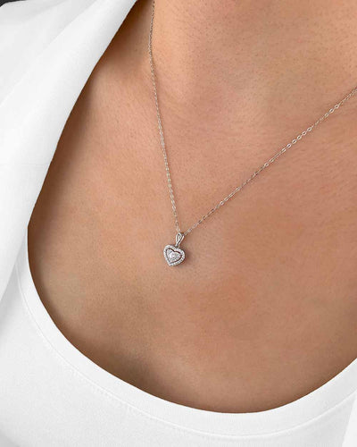 Damen Halskette Silber 925 Anhänger Herz Kristalle 'Anastasia', filigrane Herzkette, echte Silberkette + kleiner Herzanhänger, dünne Kette mit Steinen 