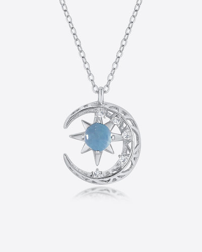 DANIEL CLIFFORD „Selena“ Damen Halskette Silber 925 mit Anhänger Mond Stein 45cm filigrane dünne Silberkette Mondanhänger Damen Kette Silber Mondstein 