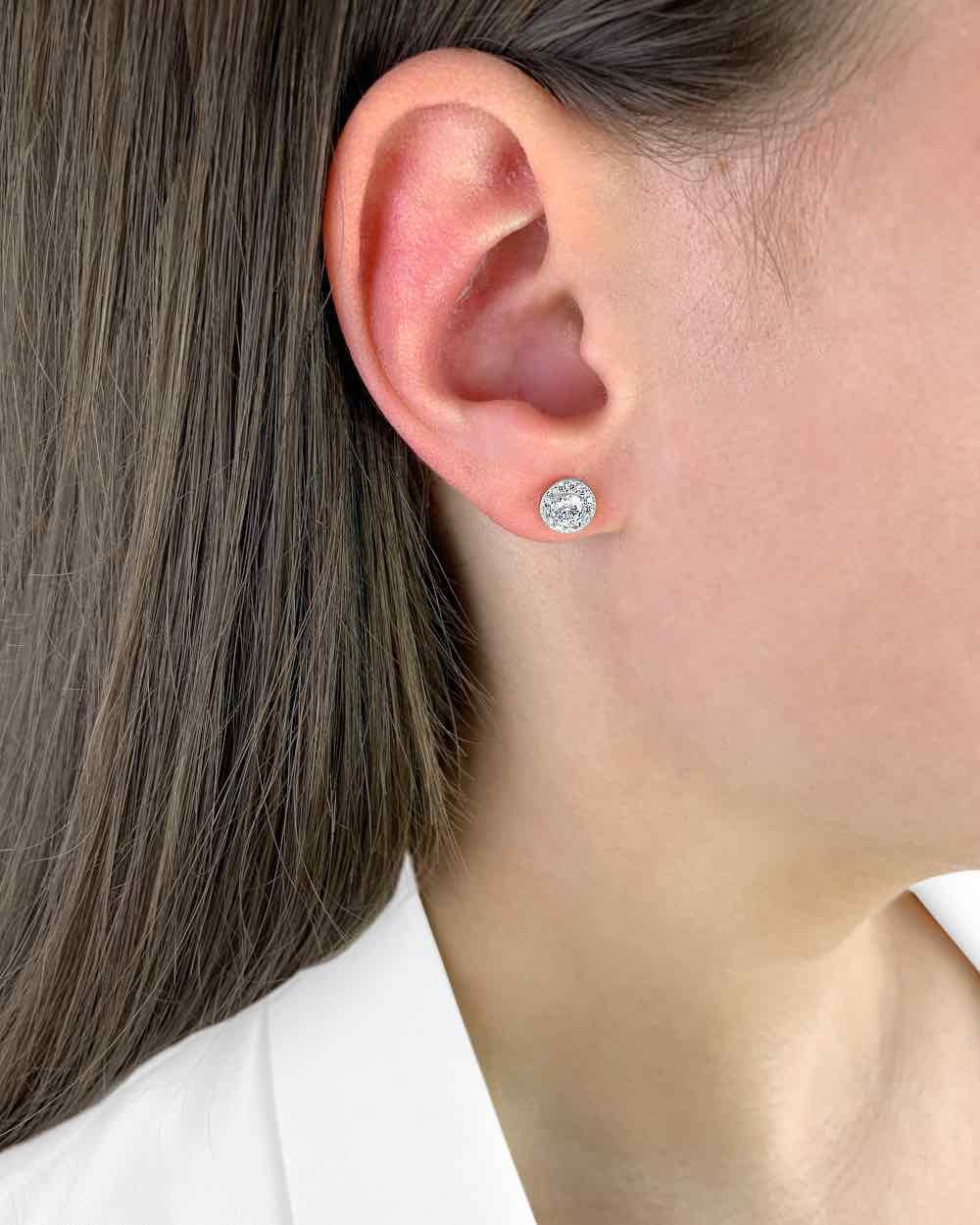Damen Ohrringe Silber 925 mit Zirkonia Kristallen 'Hilde', silberne Ohrstecker rund mit Steinen kleine Ohrringe filigran DANIEL CLIFFORD 