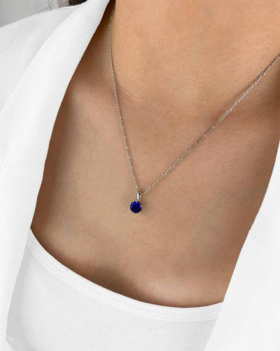 Damen Halskette Silber 925 Anhänger Kristall 'Marlene', filigrane Silberkette Kristallanhänger, dünne Figaro-Kette kleiner Stein Frauen Kristallkette