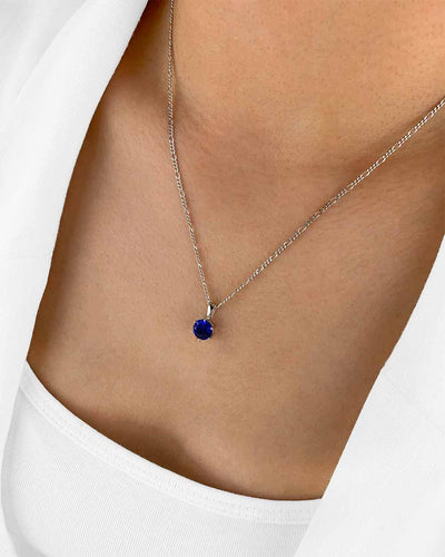 Damen Halskette Silber 925 Anhänger Kristall 'Marlene', filigrane Silberkette Kristallanhänger, dünne Figaro-Kette kleiner Stein Frauen Kristallkette